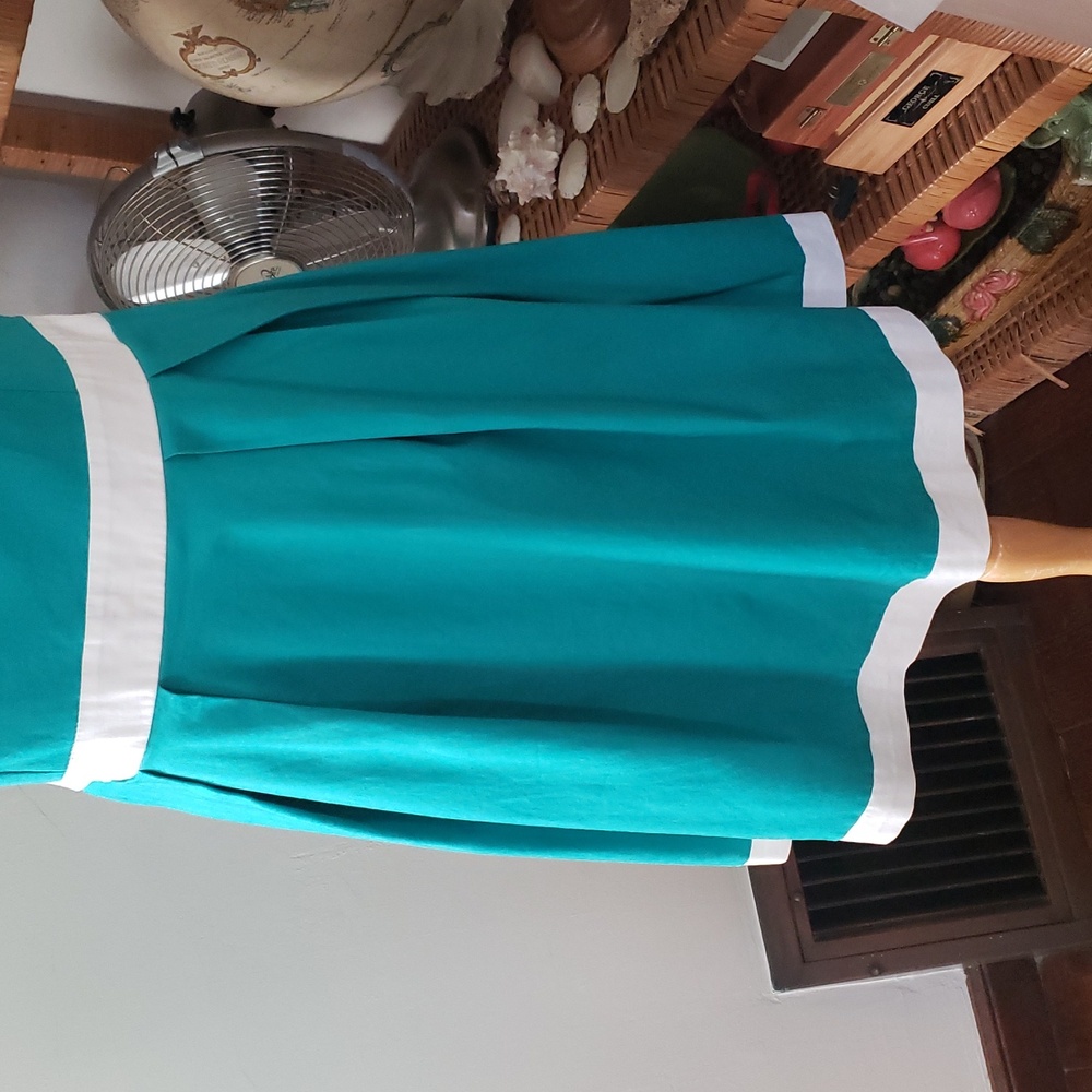 Nadine Milano Teal & White Shift Dress Size 12 - Picture 3 of 11